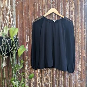 Wilfred silk sheer sleeves open back blouse